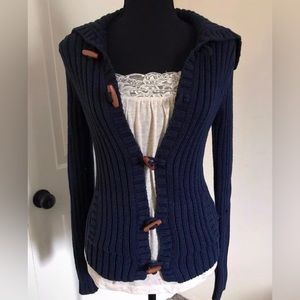 Y2k Abercrombie blue toggle button up collared cardigan